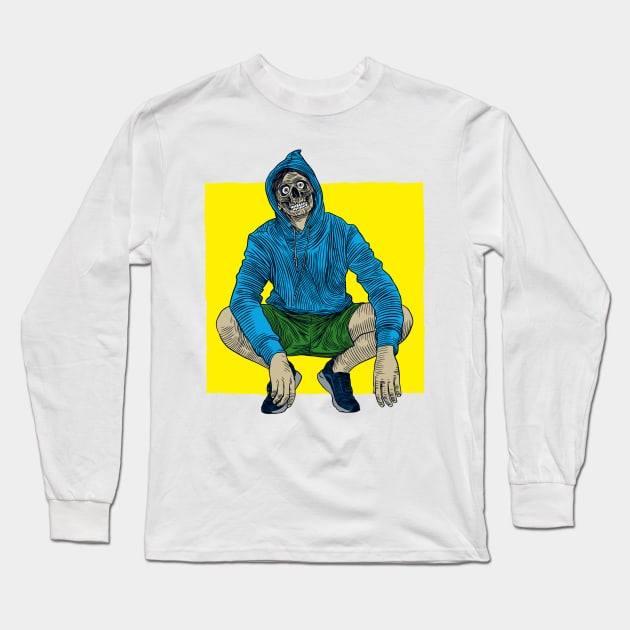 Skull Crouching Style Long Sleeve T-Shirt by jafaris